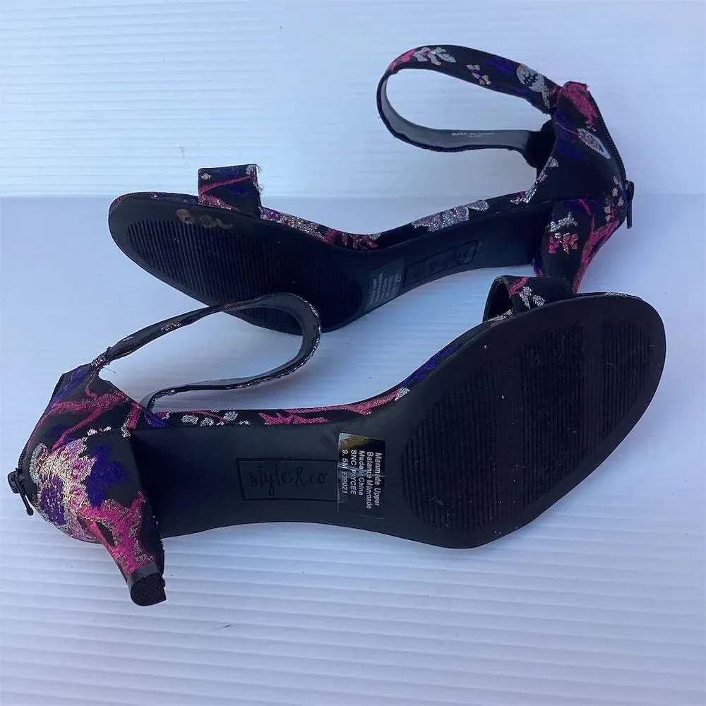 Style & Co Women's Paycee‎ Sandals Multicolor Strappy Block Heel Size 9.5